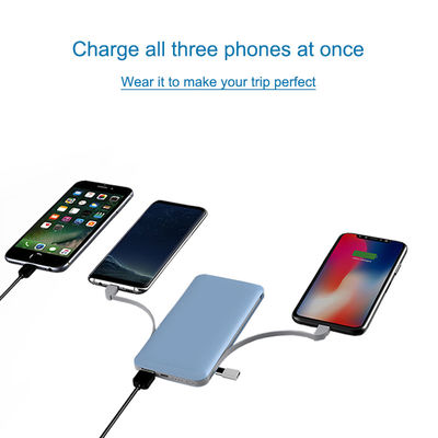 สายเคเบิลในตัว 10000mAh 210g Ultra Slim Power Bank