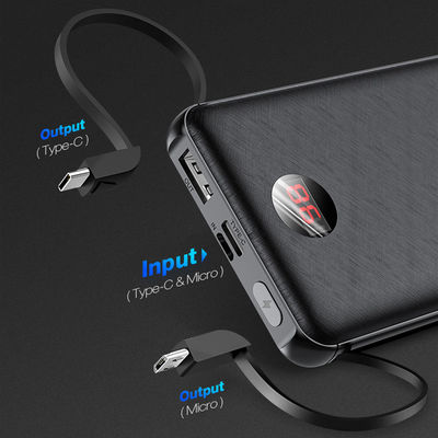 10000mAh 8 Pin Micro USB Inbuilt Cable Power Bank พร้อมจอ LCD