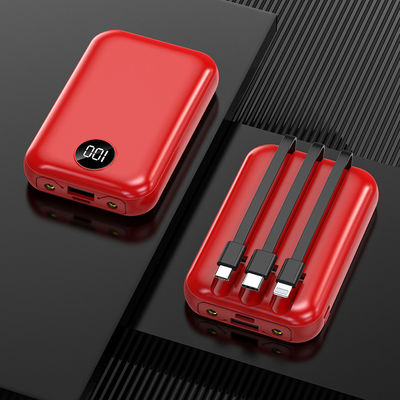 เครื่องชาร์จไร้สายแบบพกพาขนาด 10,000mAh จอแสดงผล LCD สายเคเบิลในตัว Power Bank
