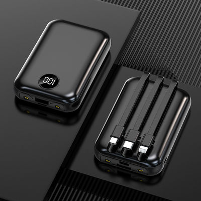 เครื่องชาร์จไร้สายแบบพกพาขนาด 10,000mAh จอแสดงผล LCD สายเคเบิลในตัว Power Bank